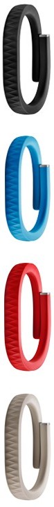 Jawbone UP：色　DARK BLACK・BRIGHT BLUE・BRIGHT RED・BRIGHT SILVER